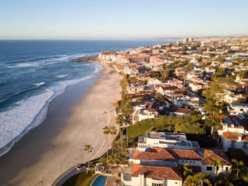 Aerial View of the San Diego Coastline With Residential Homes